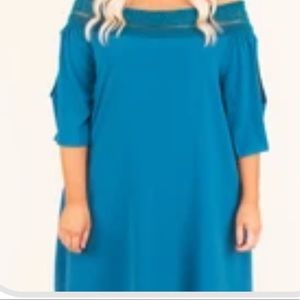Teal off the shoulder dress